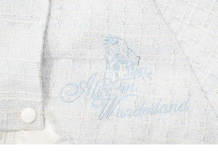 Alice in Wonderland Alice Tweed Patchwork White Hooded Down Jacket