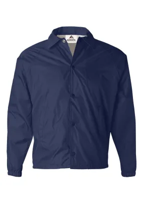 Augusta Sportswear Mens Water Resistant Snap Down Coaches Jacket - Navy Blue