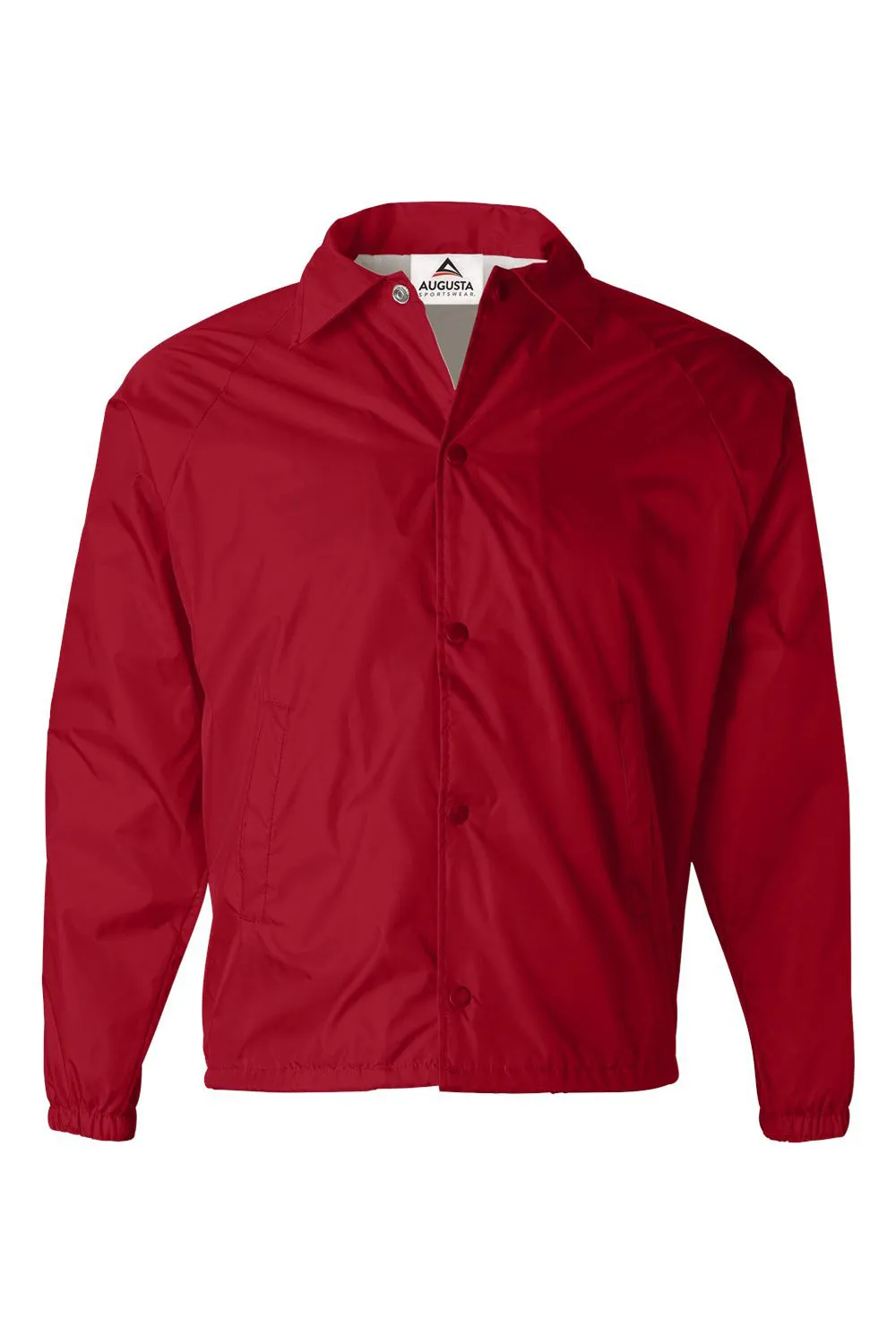 Augusta Sportswear Mens Water Resistant Snap Down Coaches Jacket - Red