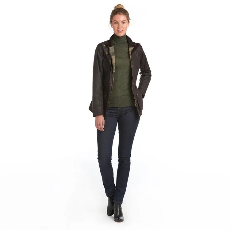 Barbour Ladies Montgomery Wax Jacket - Rustic-Green Pink Check Size 12