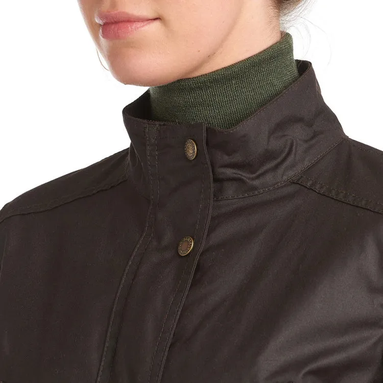 Barbour Ladies Montgomery Wax Jacket - Rustic-Green Pink Check Size 12