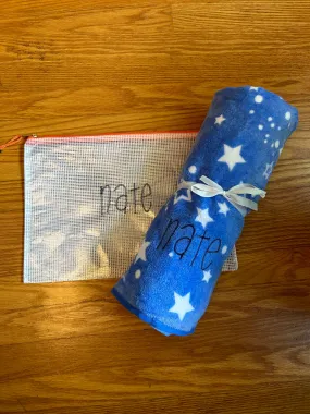 Beach towel and water resistant pouch set
