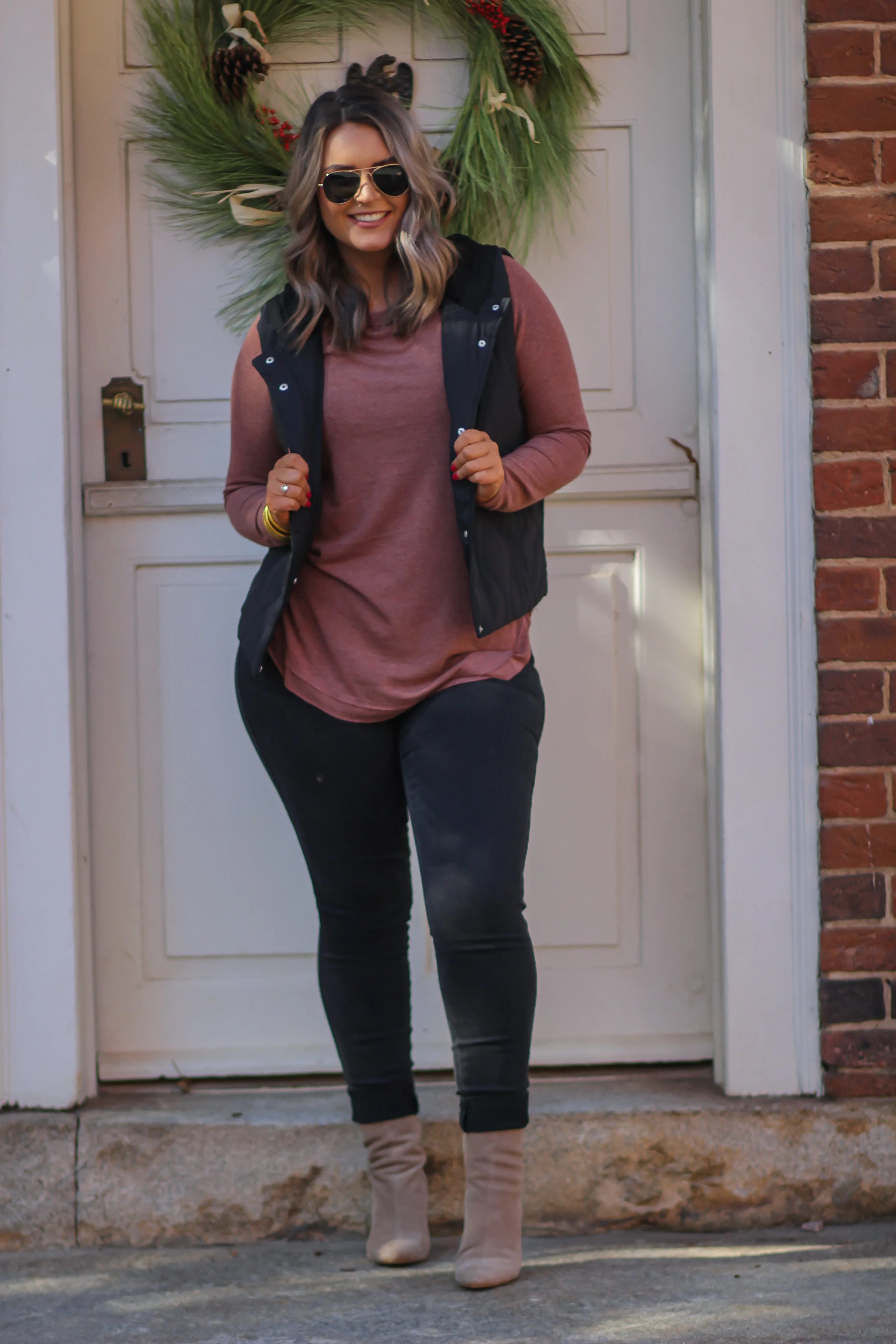 Black Quilted Hooded Vest