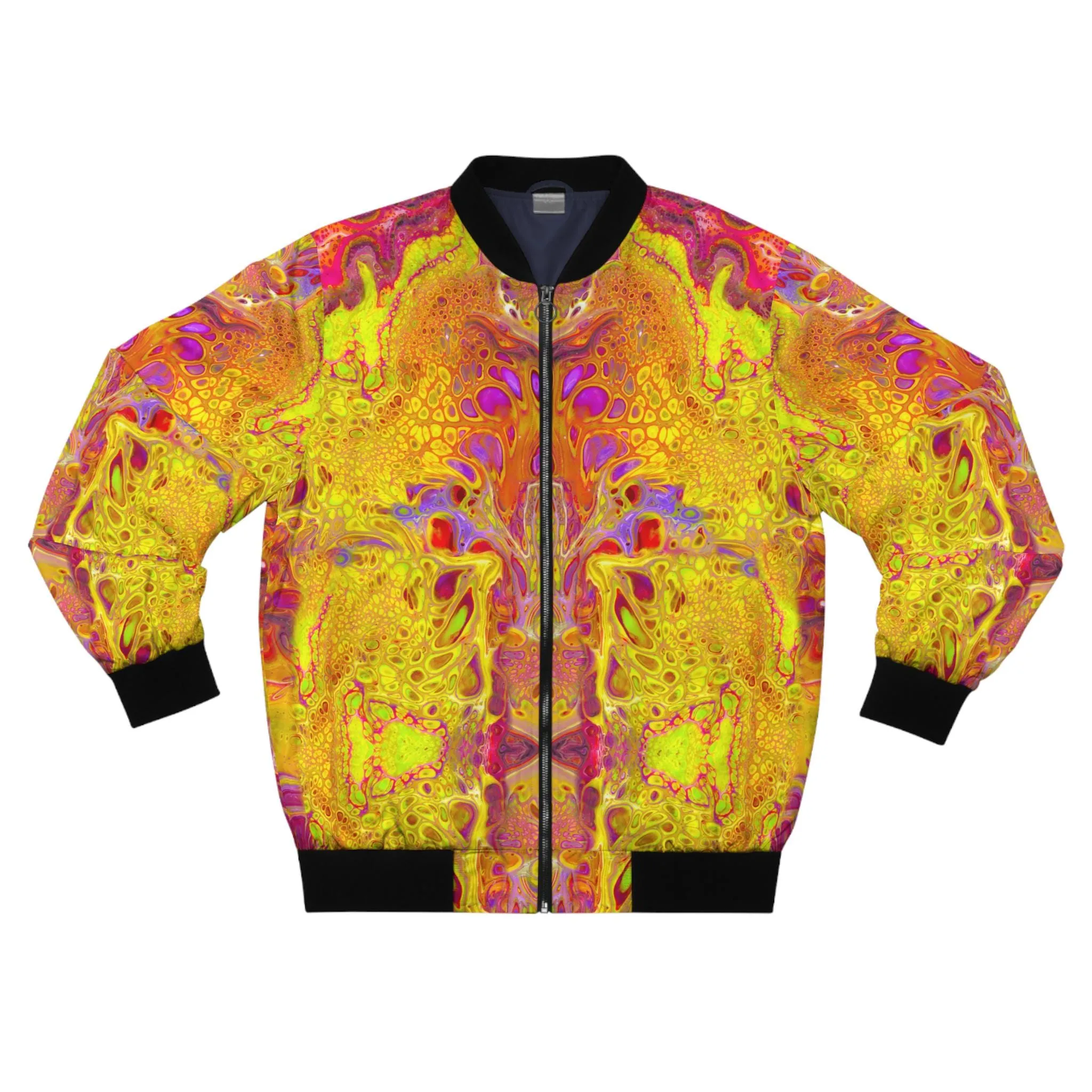 Bomber Jacket, Acrylic Pour Cosmos Artwork, Zip Up Jacket, Stylish Outerwear, Unique Gift for Him or Her, Fashion Statement