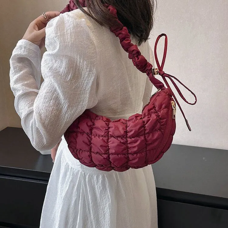 Designer Nylon Shoulder Puffer Tote Side Bag-Showtown