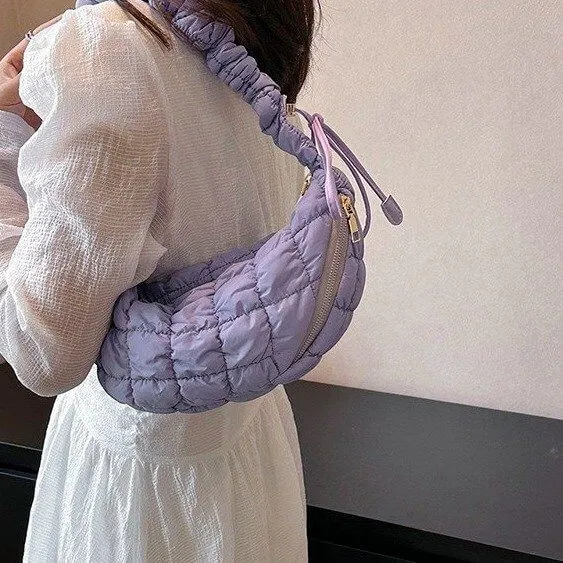 Designer Nylon Shoulder Puffer Tote Side Bag-Showtown