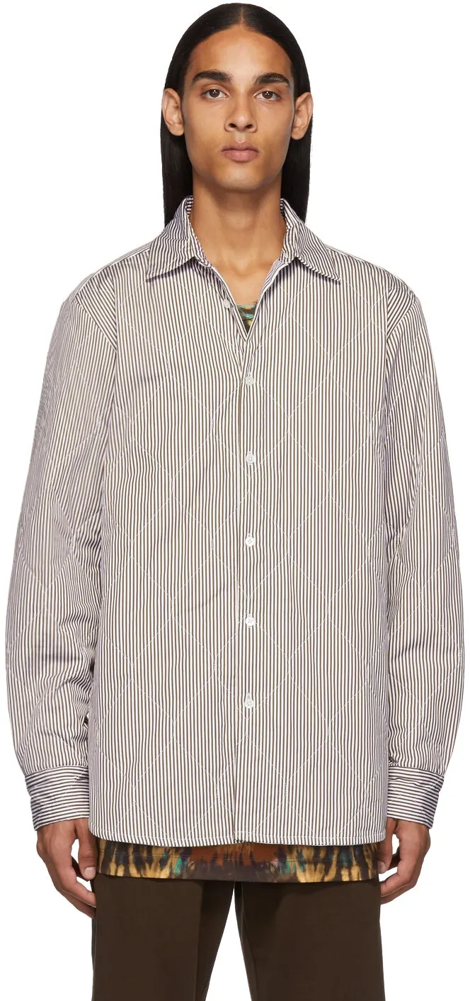 Dries Van Noten Brown Quilted Military Shirt