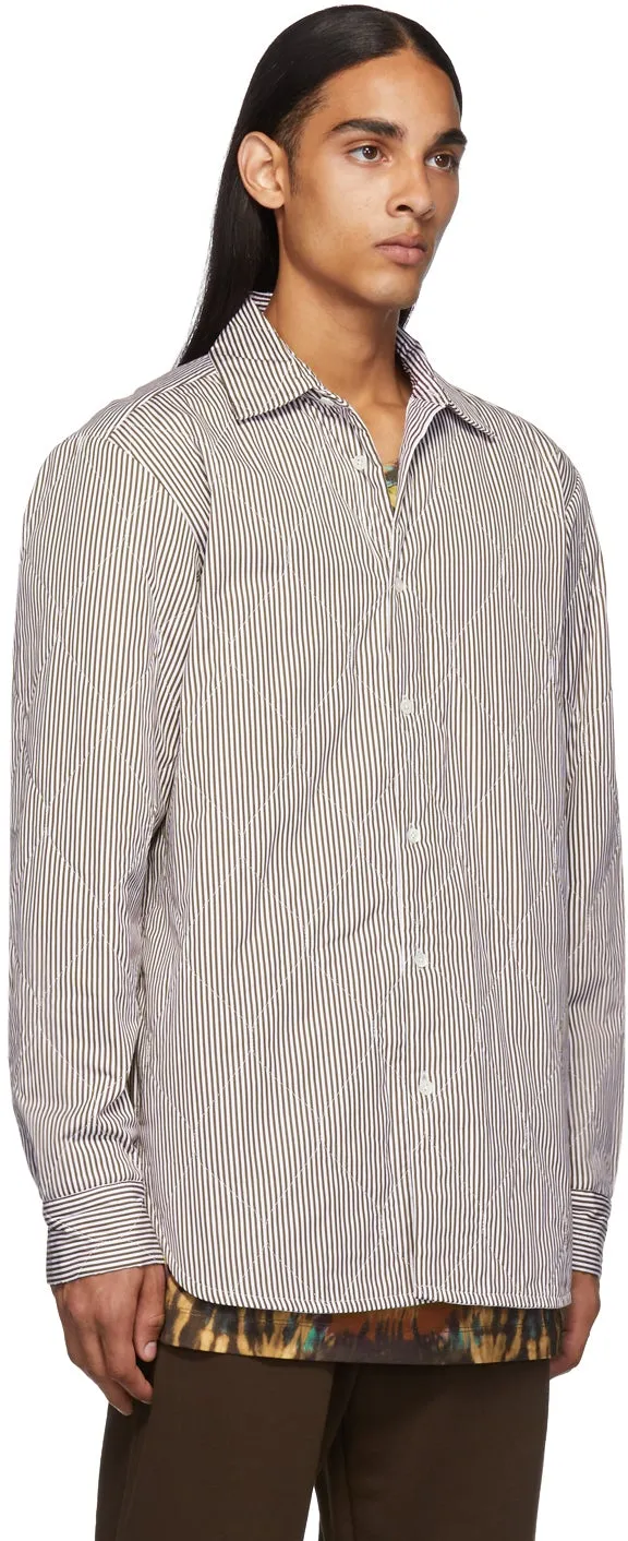 Dries Van Noten Brown Quilted Military Shirt