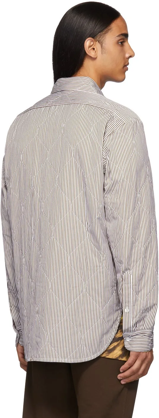 Dries Van Noten Brown Quilted Military Shirt