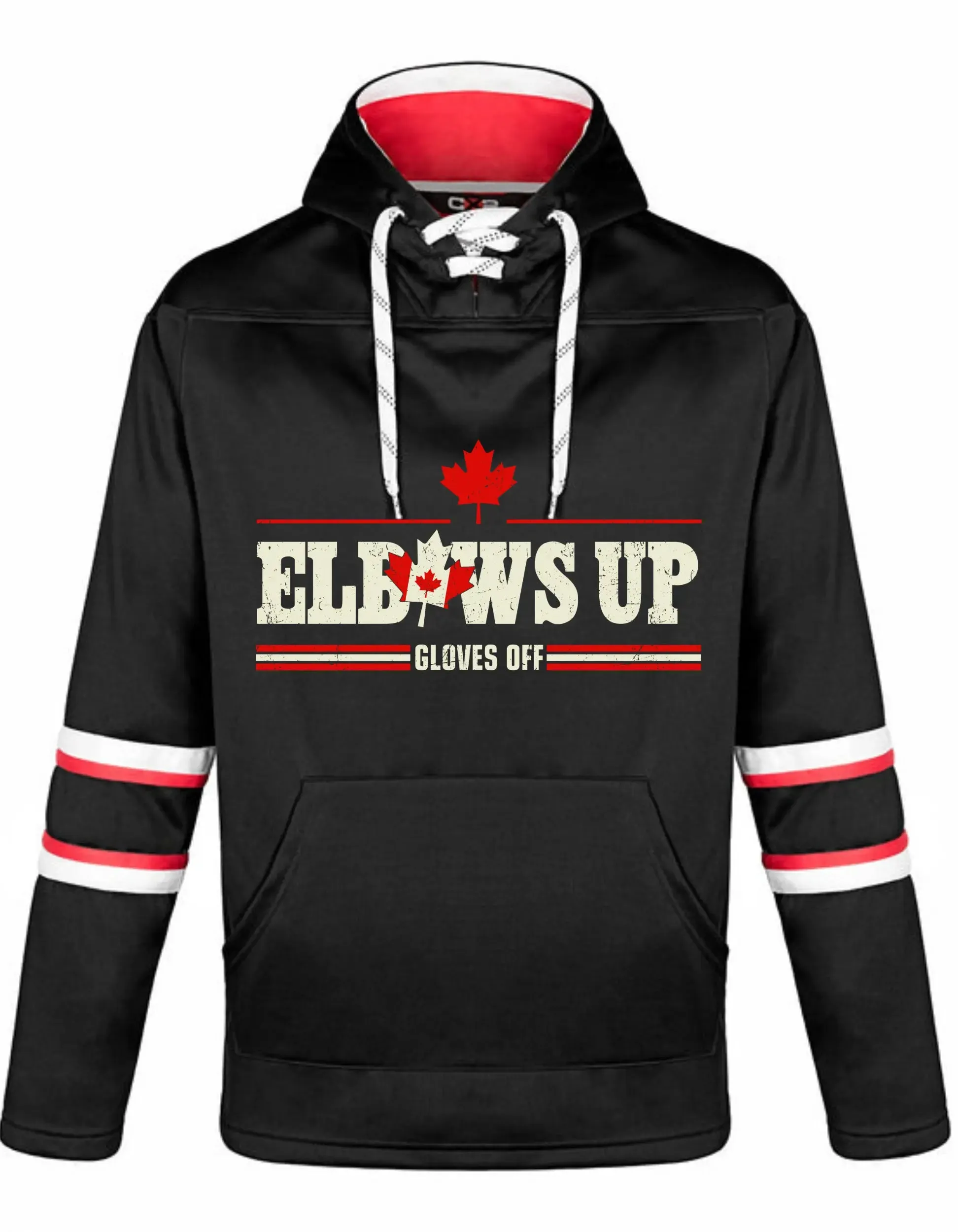 Elbows Up - Adult Pullover Hockey Lace Hooded Sweatshirt Special Offer