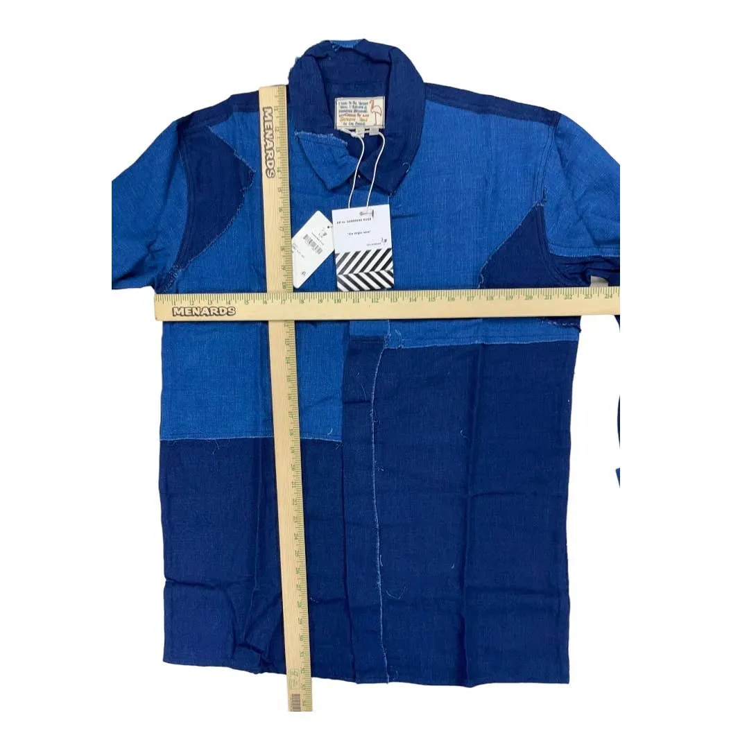 Free People x Sandrine Rose Patchwork Blouse Patchwork Denim Blue Size L