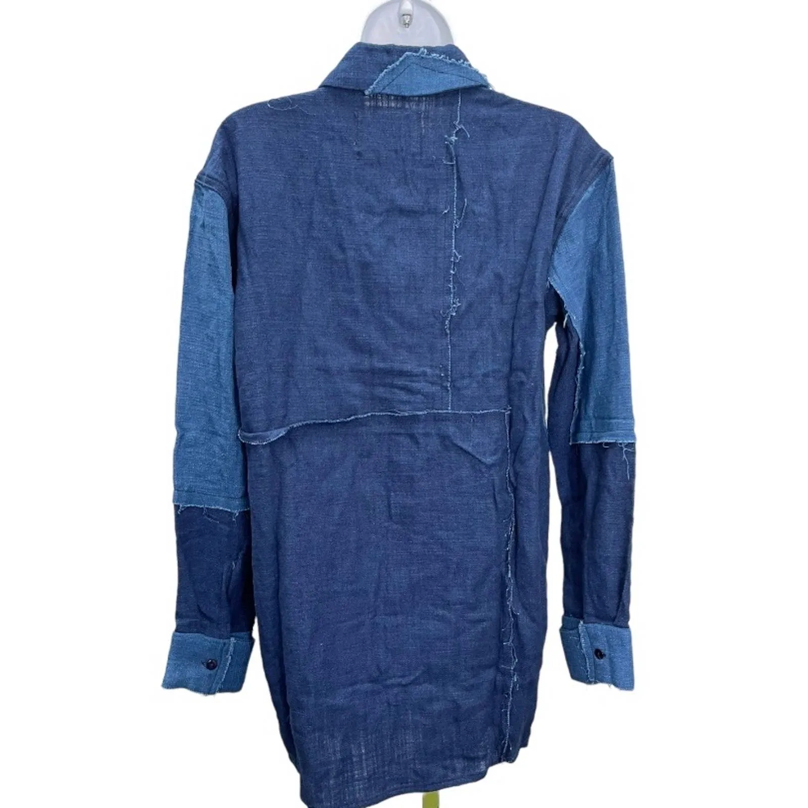 Free People x Sandrine Rose Patchwork Blouse Patchwork Denim Blue Size S
