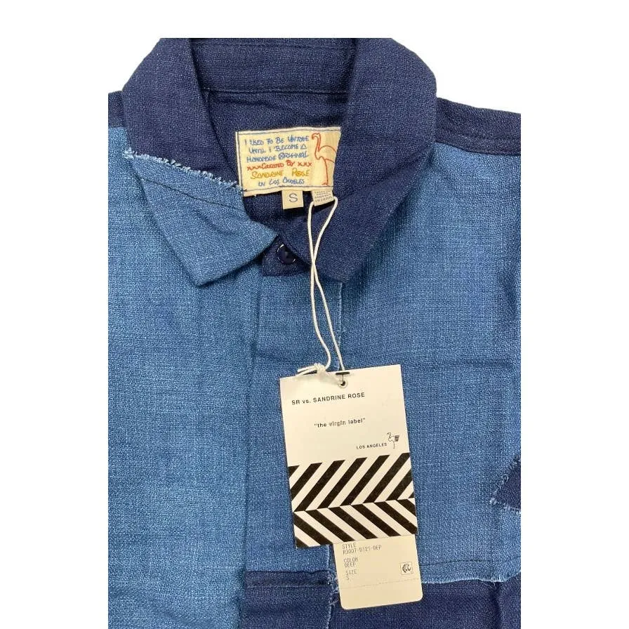 Free People x Sandrine Rose Patchwork Blouse Patchwork Denim Blue Size S