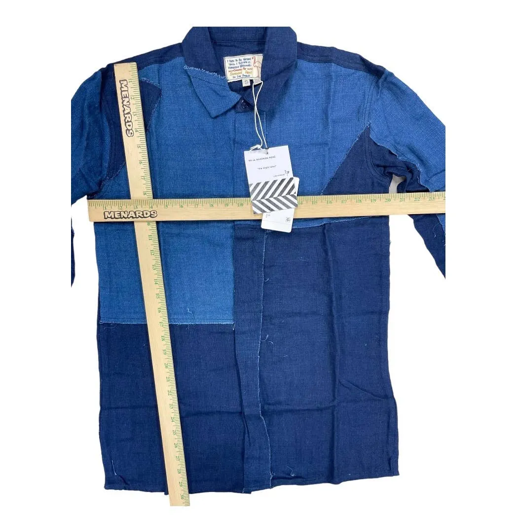 Free People x Sandrine Rose Patchwork Blouse Patchwork Denim Blue Size S