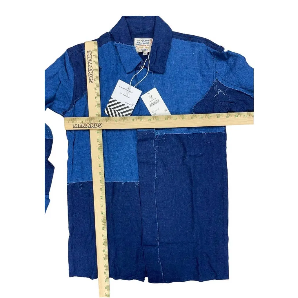 Free People x Sandrine Rose Patchwork Blouse Patchwork Denim Blue Size XS