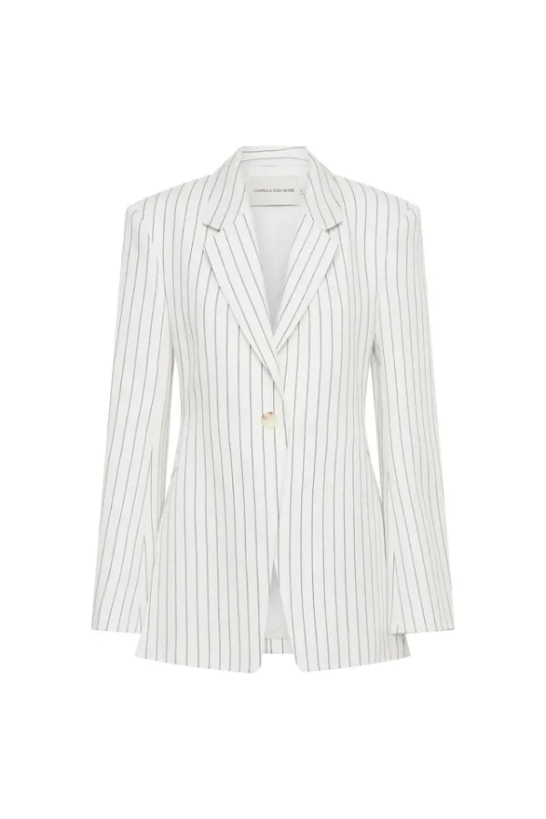 Jagger Blazer White Pinstripe