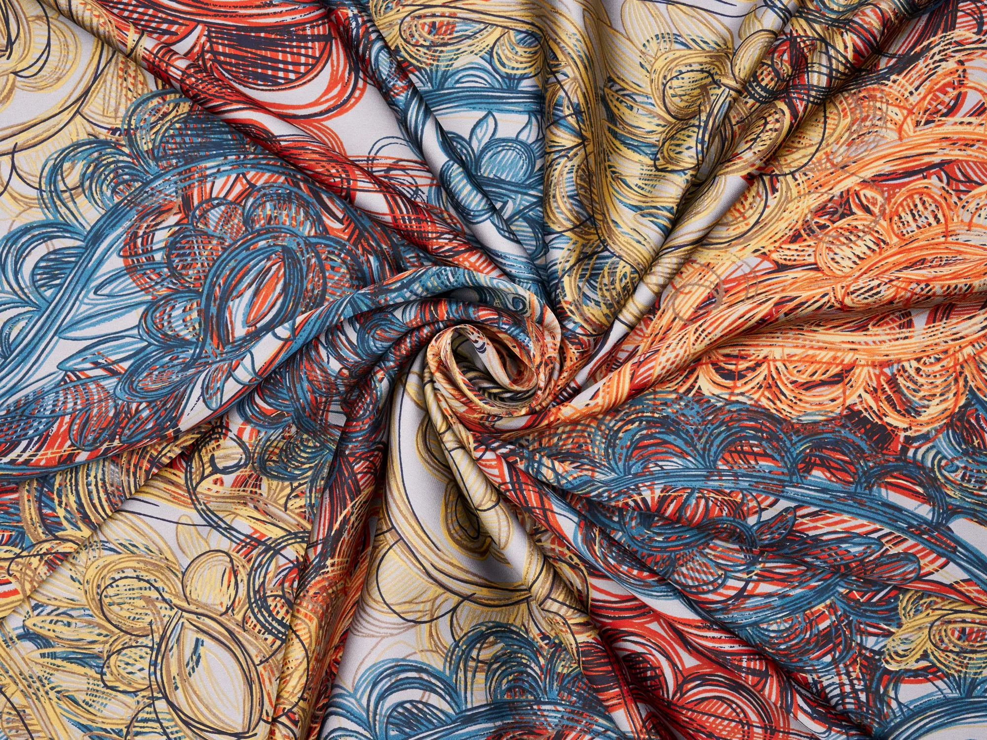 Lightweight  satin  fabric - Pink green  paisley print