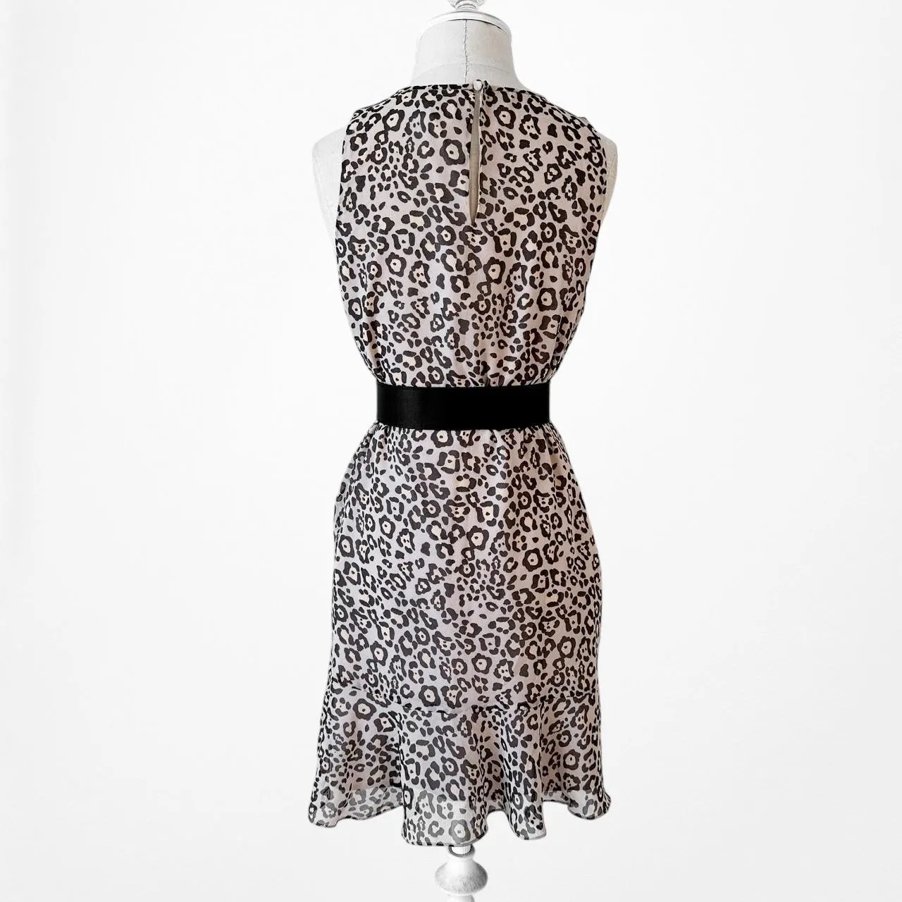 Loft Leopard Animal Print Sleeveless Ruffled Knee Length Tunic Dress Size S/M