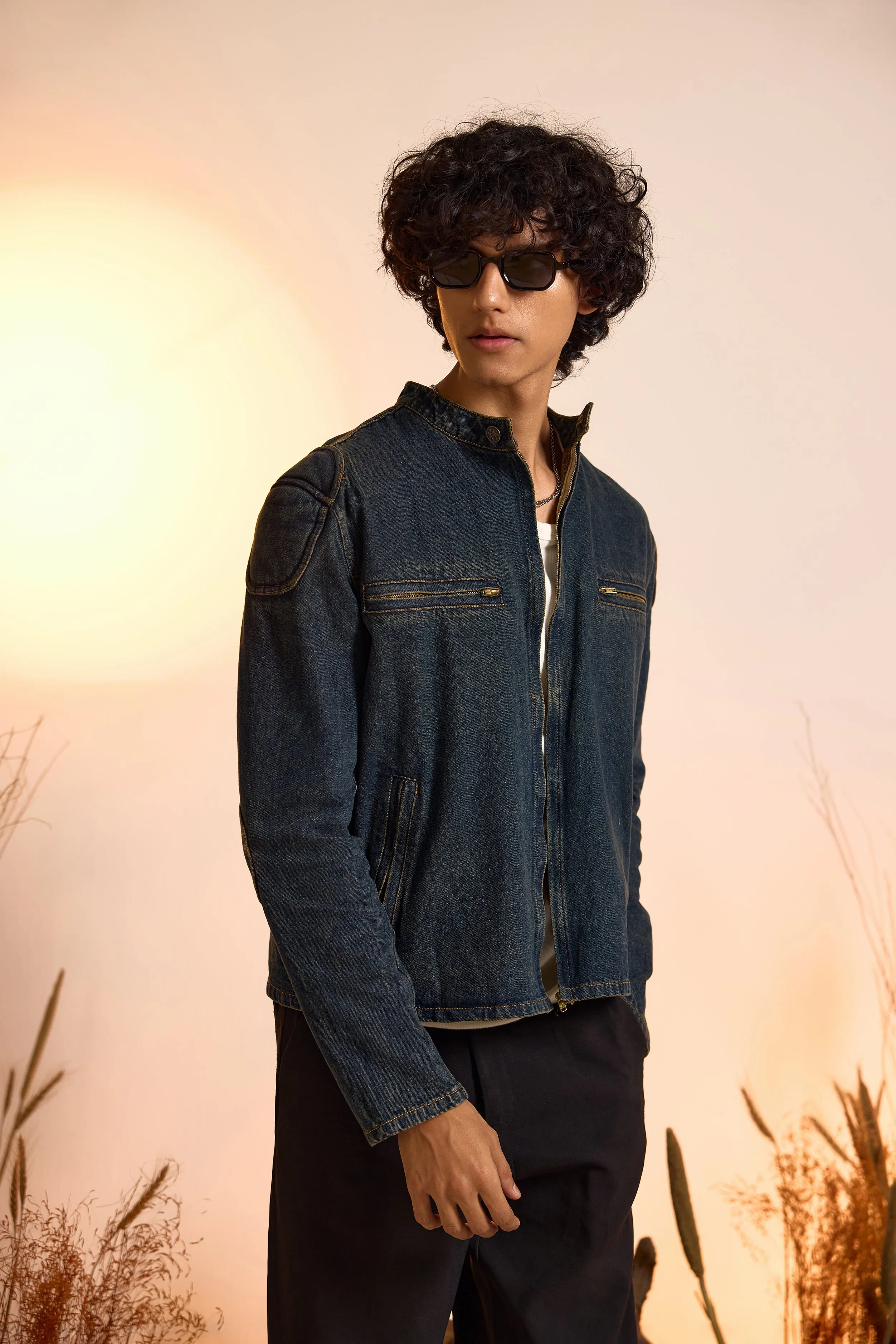 Midnight Biker Denim Jacket-Men