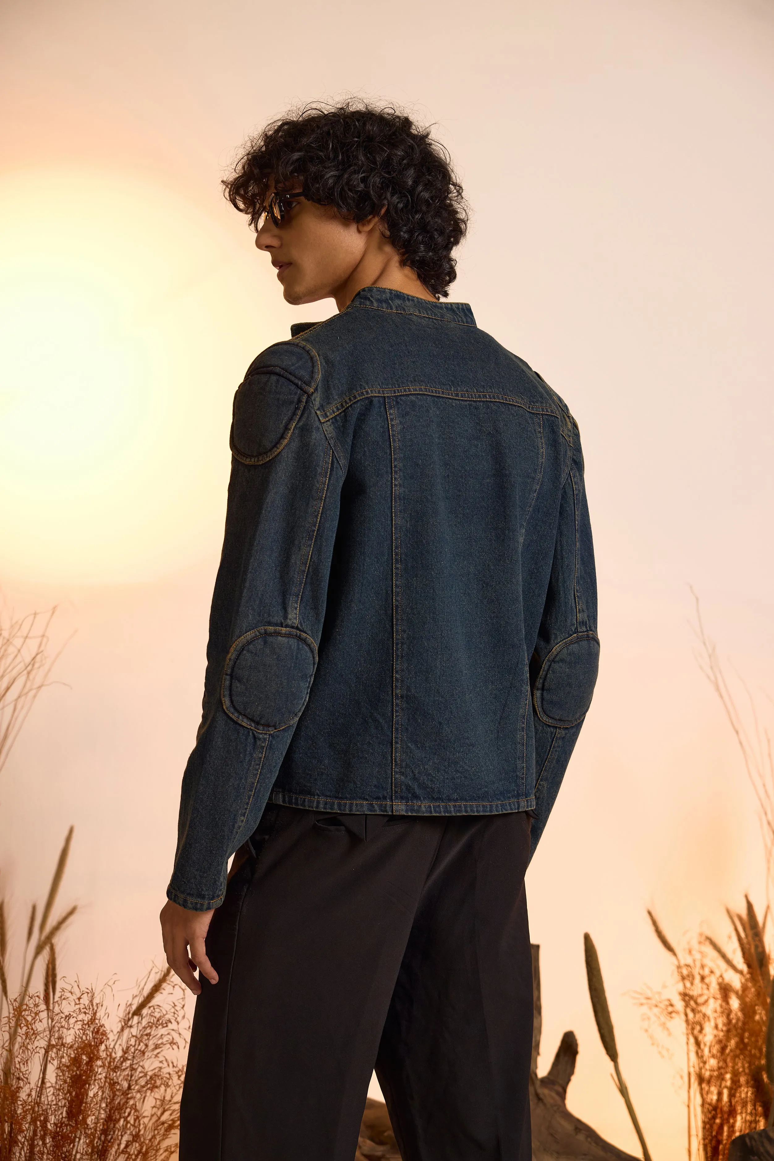 Midnight Biker Denim Jacket-Men