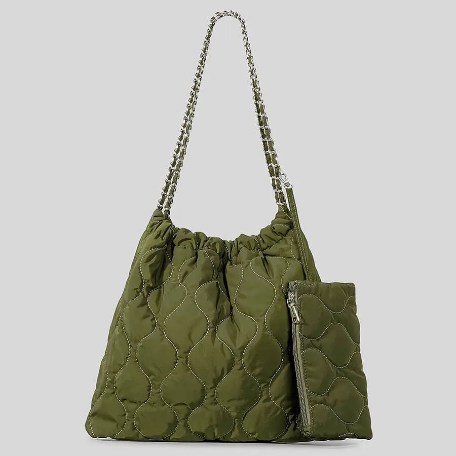 Nylon Puffer Shoulder Sling Bag With Purse-Showtown