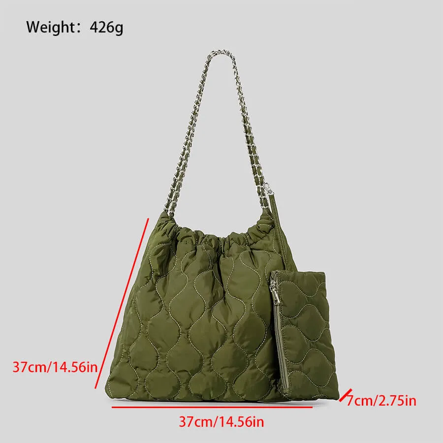 Nylon Puffer Shoulder Sling Bag With Purse-Showtown