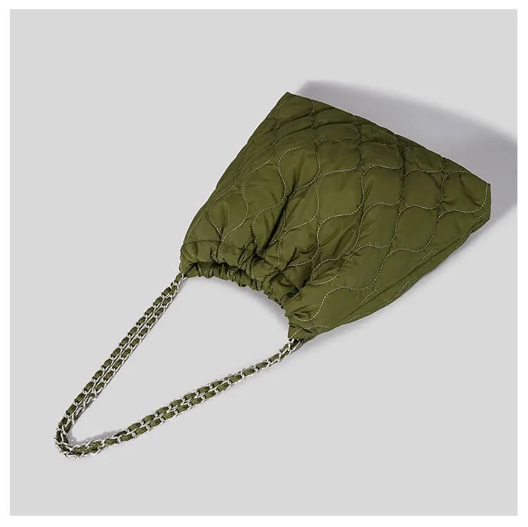Nylon Puffer Shoulder Sling Bag With Purse-Showtown