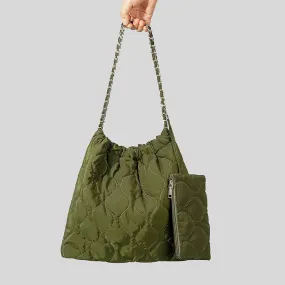 Nylon Puffer Shoulder Sling Bag With Purse-Showtown