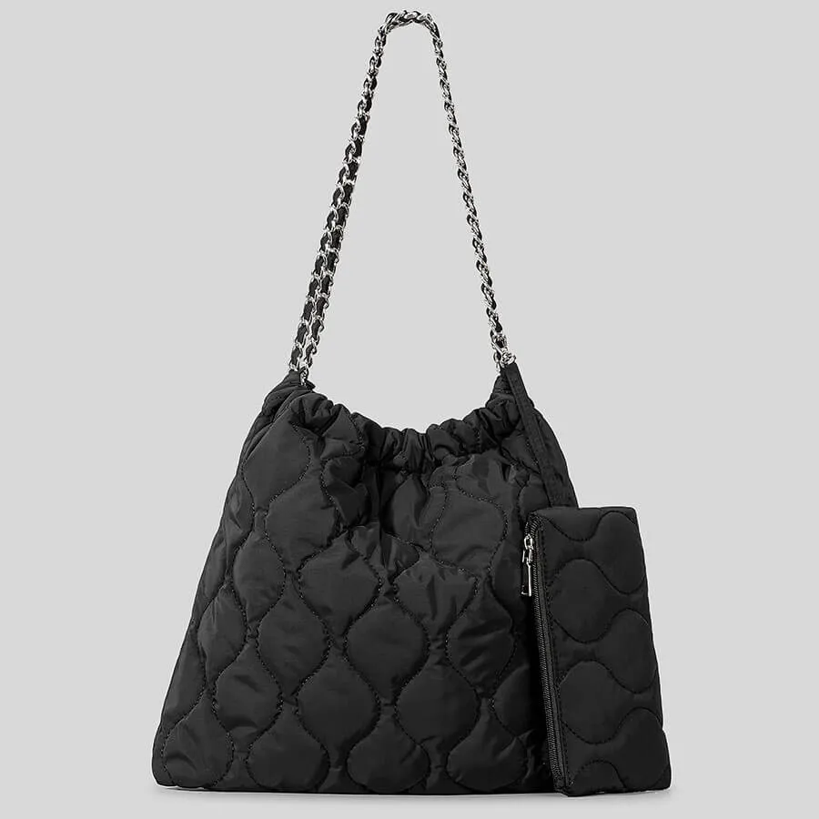 Nylon Puffer Shoulder Sling Bag With Purse-Showtown