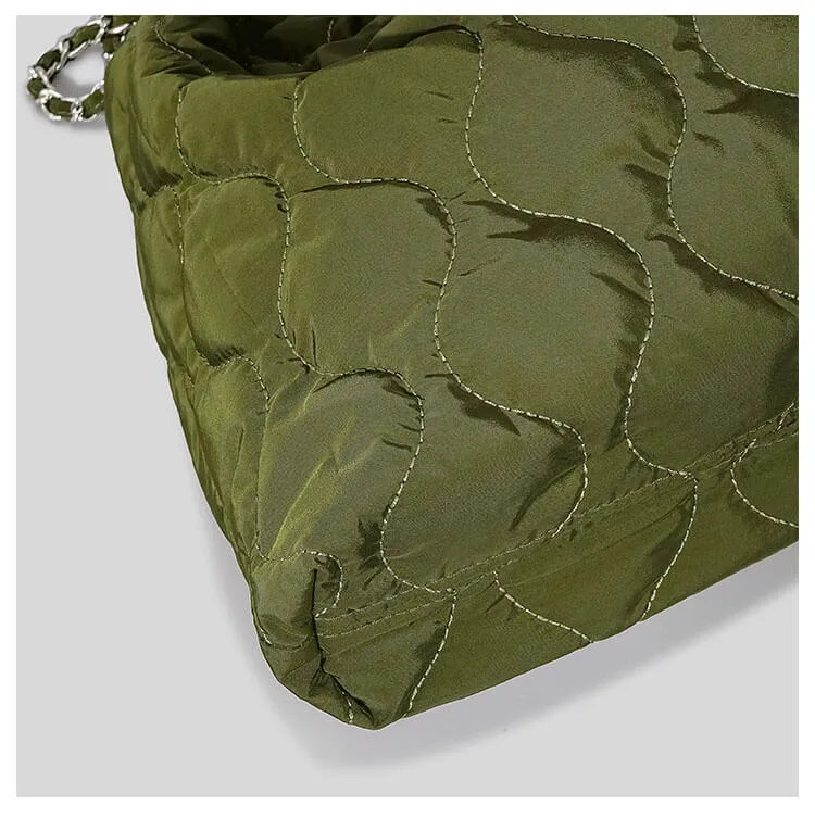 Nylon Puffer Shoulder Sling Bag With Purse-Showtown