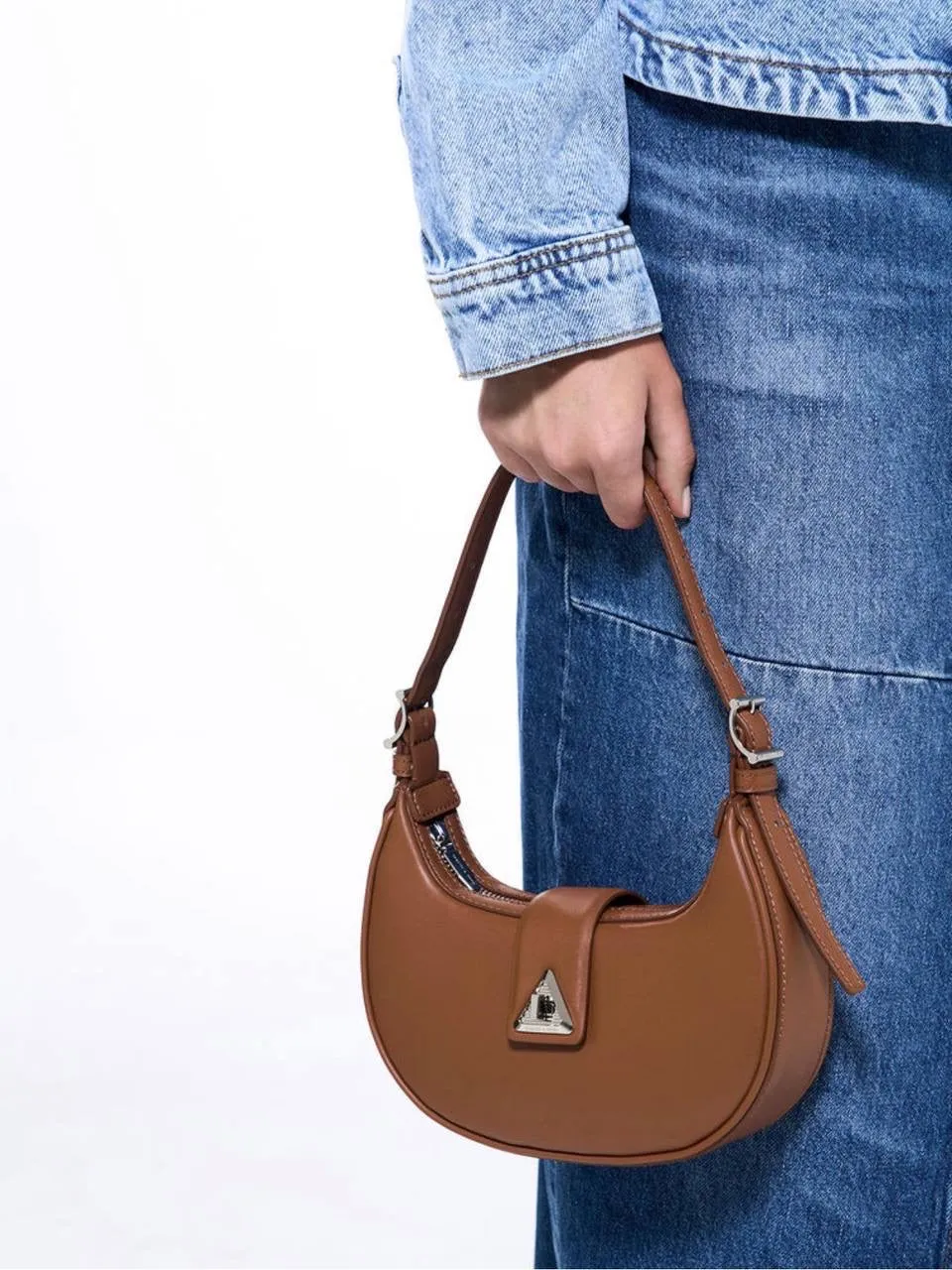 Trice Metallic Accent Belted Shoulder Bag