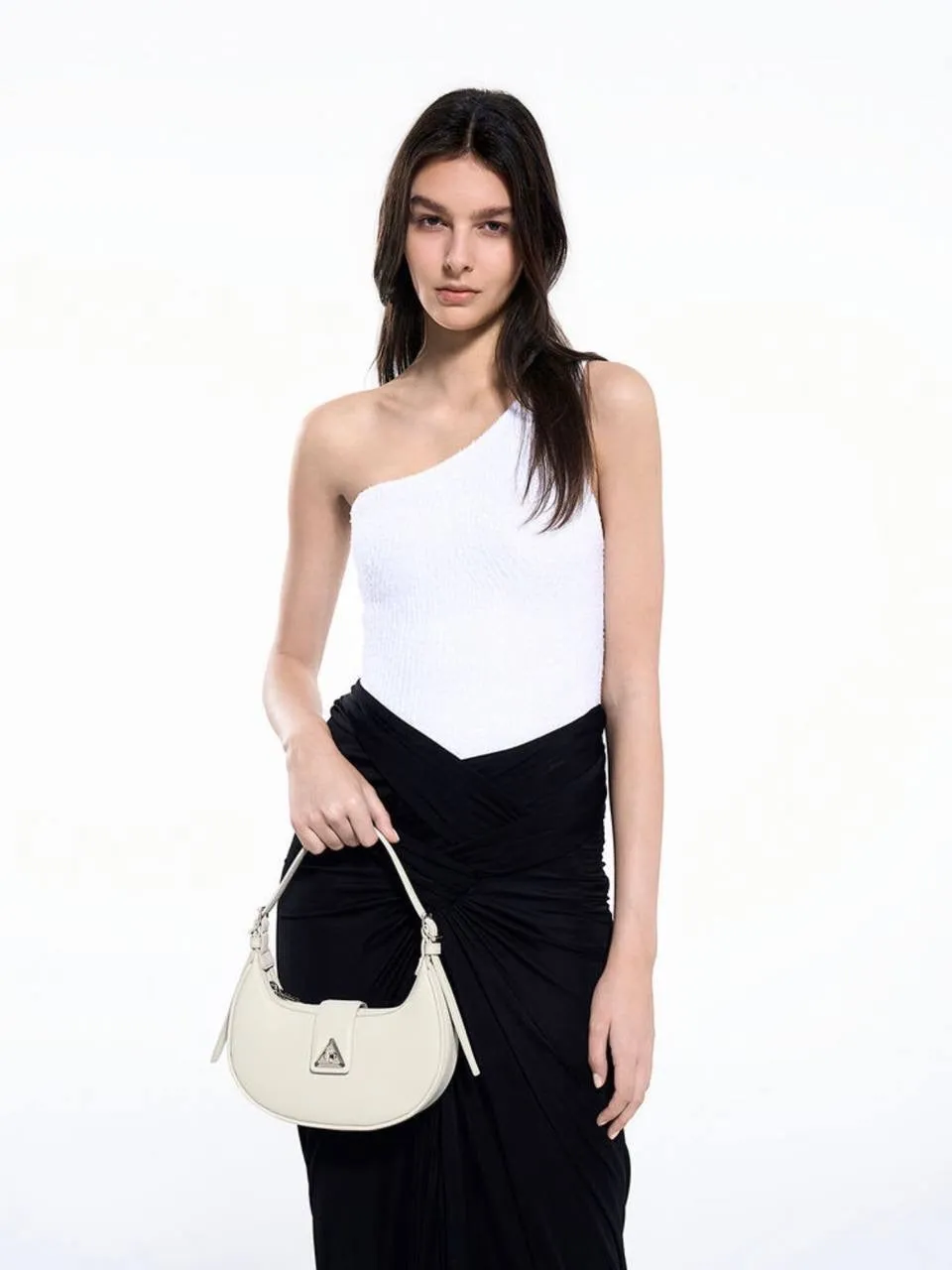 Trice Metallic Accent Belted Shoulder Bag