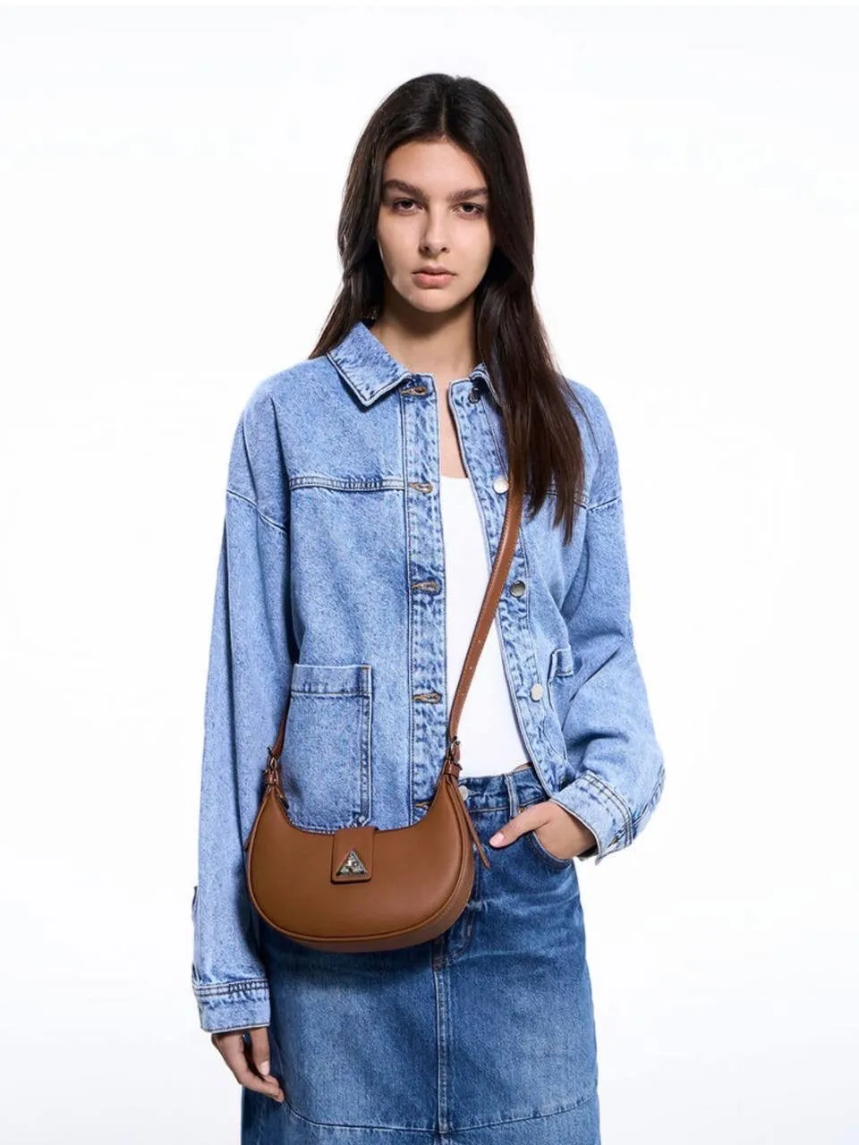 Trice Metallic Accent Belted Shoulder Bag