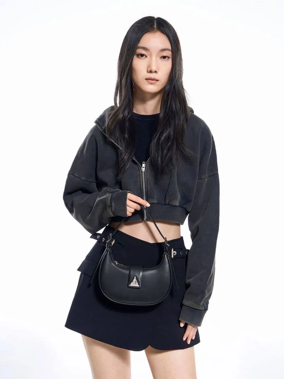 Trice Metallic Accent Belted Shoulder Bag