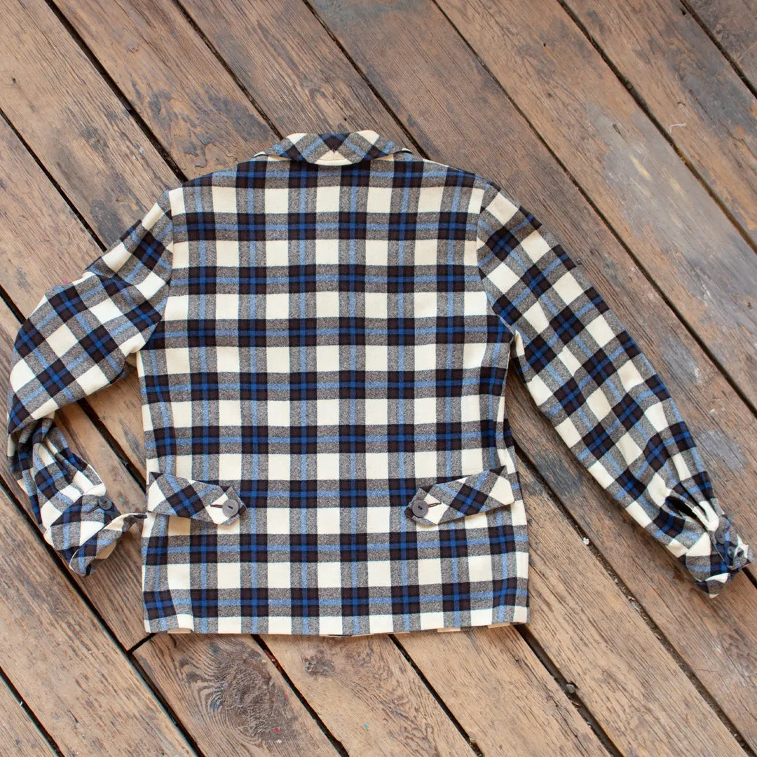Vintage 1950s Plaid 49er Style Wool Jacket - Medium