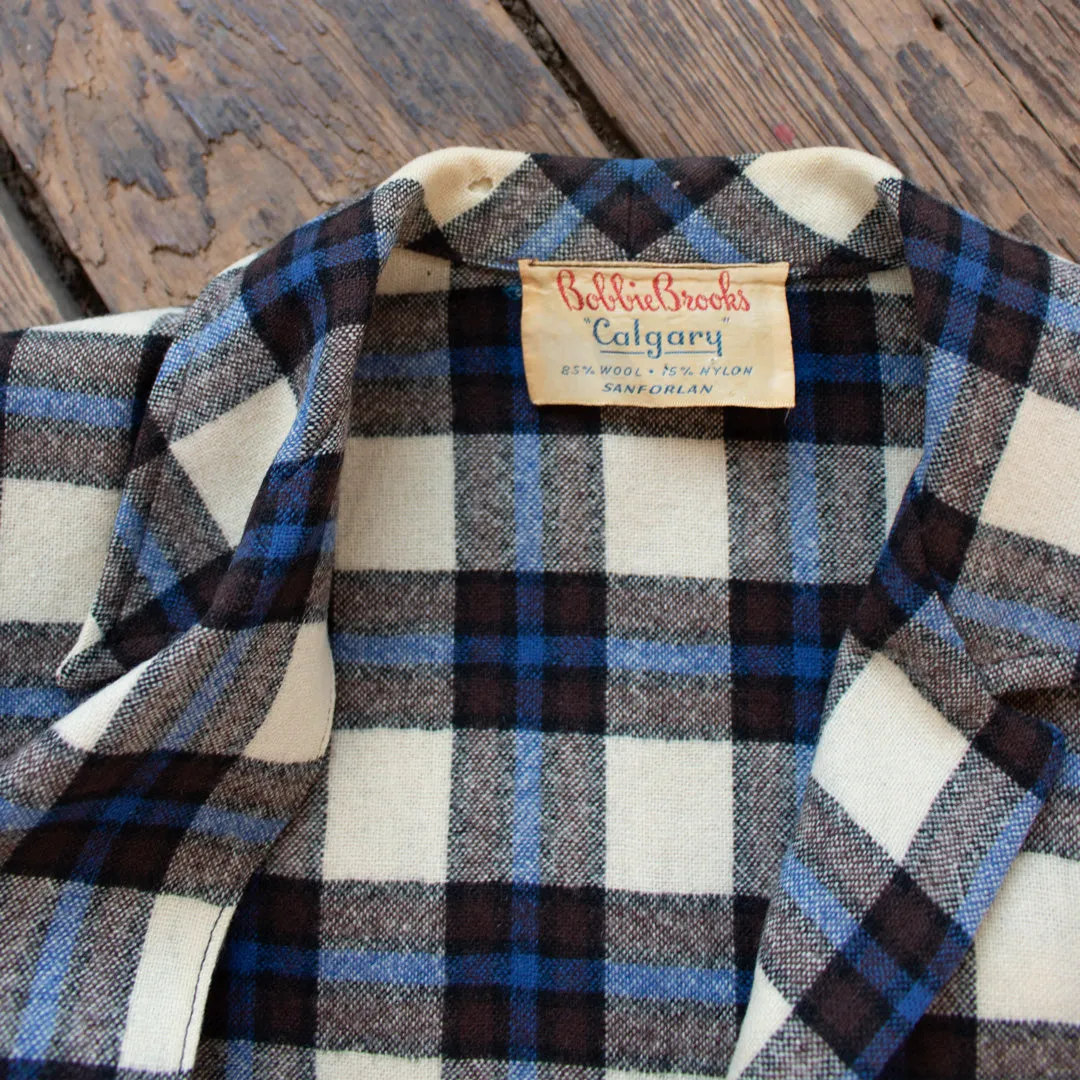Vintage 1950s Plaid 49er Style Wool Jacket - Medium