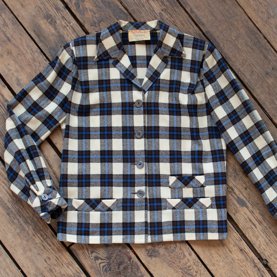 Vintage 1950s Plaid 49er Style Wool Jacket - Medium